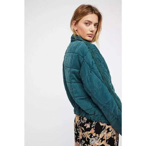 Free People Dolman Quilted Jacket Large Evergreen - Picture 3 of 4